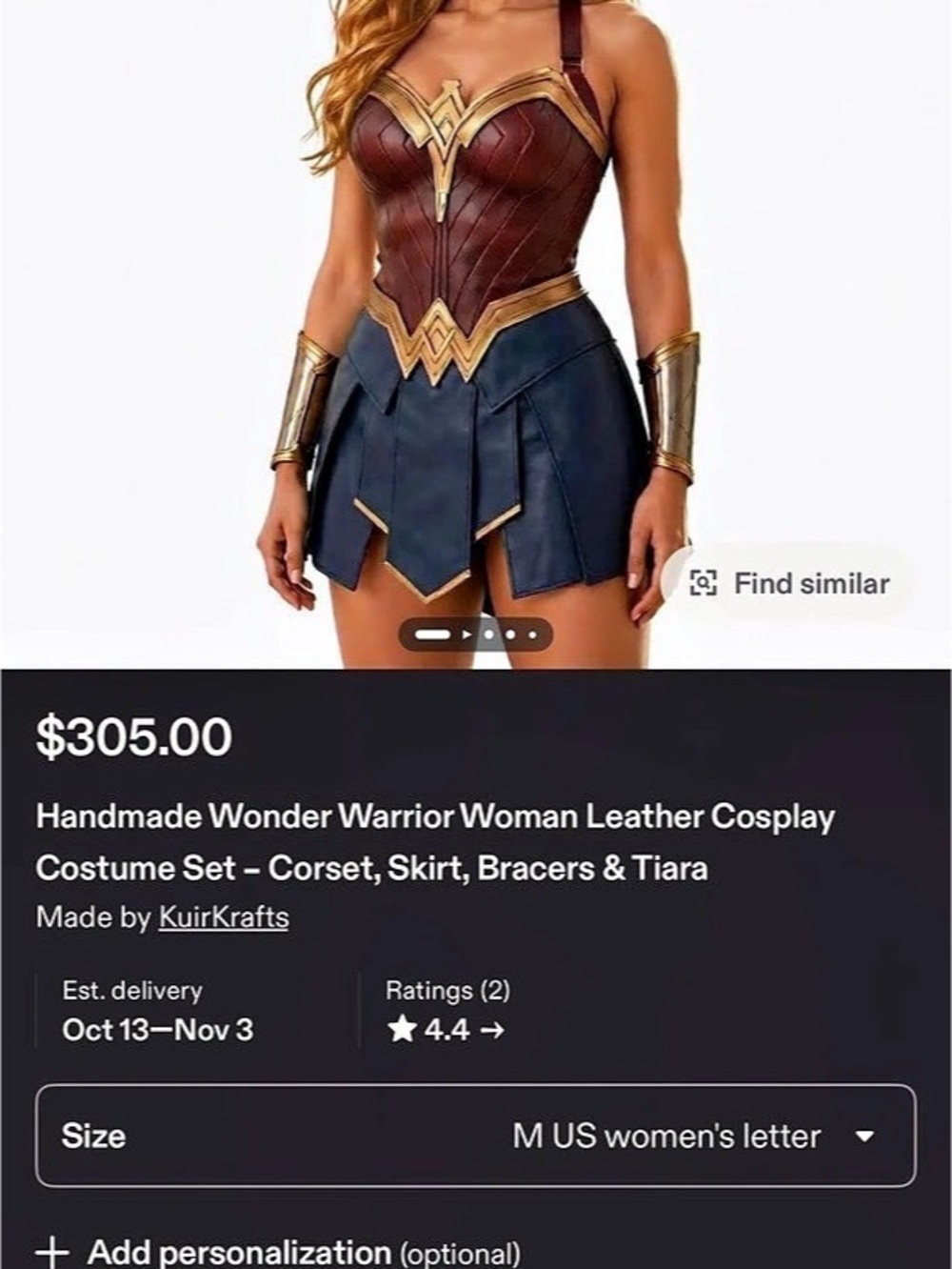 Handmade Wonder Warrior Woman Leather Cosplay Costume Set – Corset